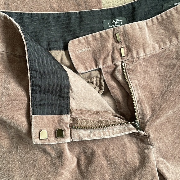 Ann Taylor loft petites 12P Marissa Skinny chocolate brown velvet dress pants - Picture 7 of 10